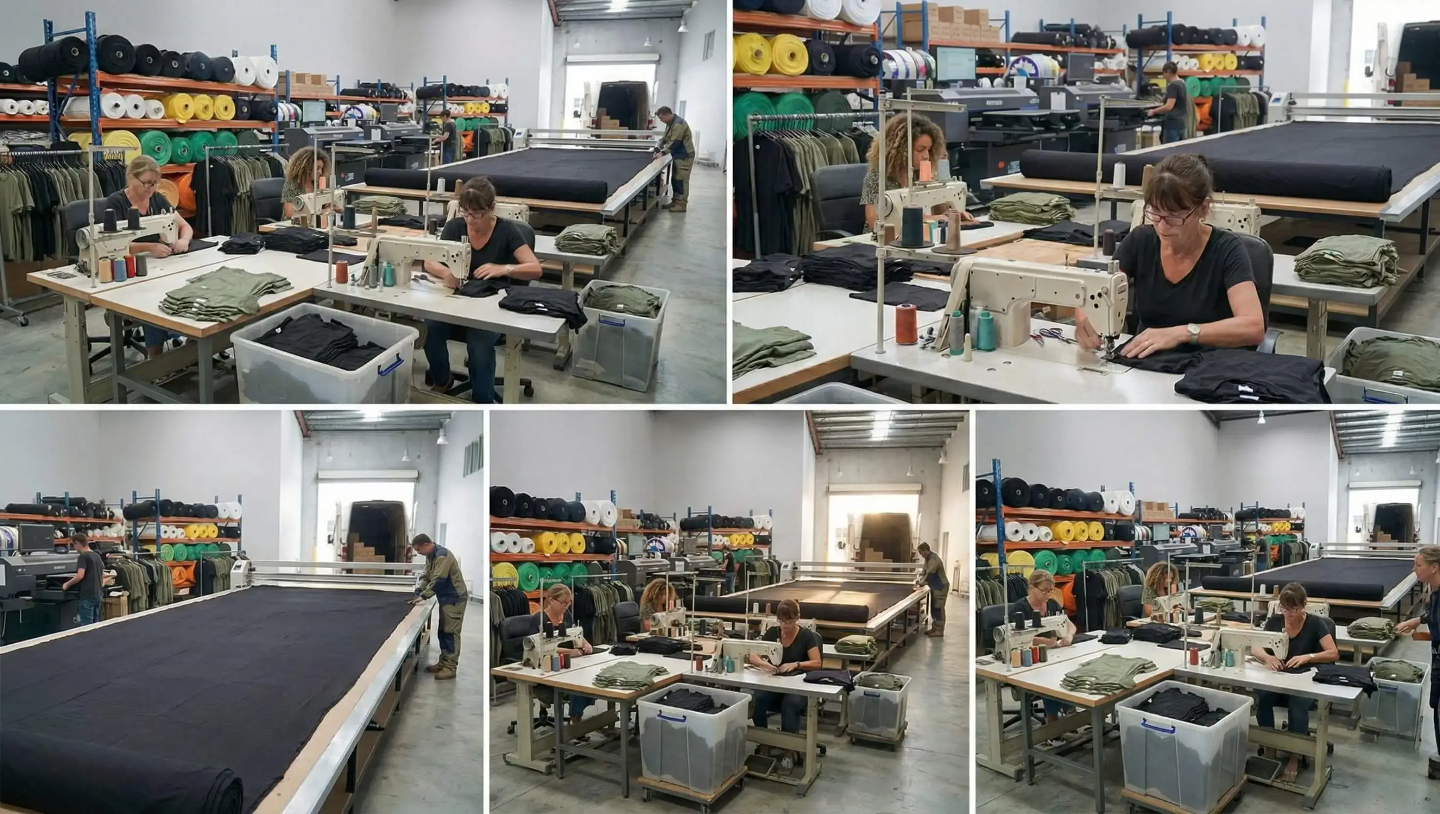 Visão interna da linha de produção da fábrica da Silk & Luck.