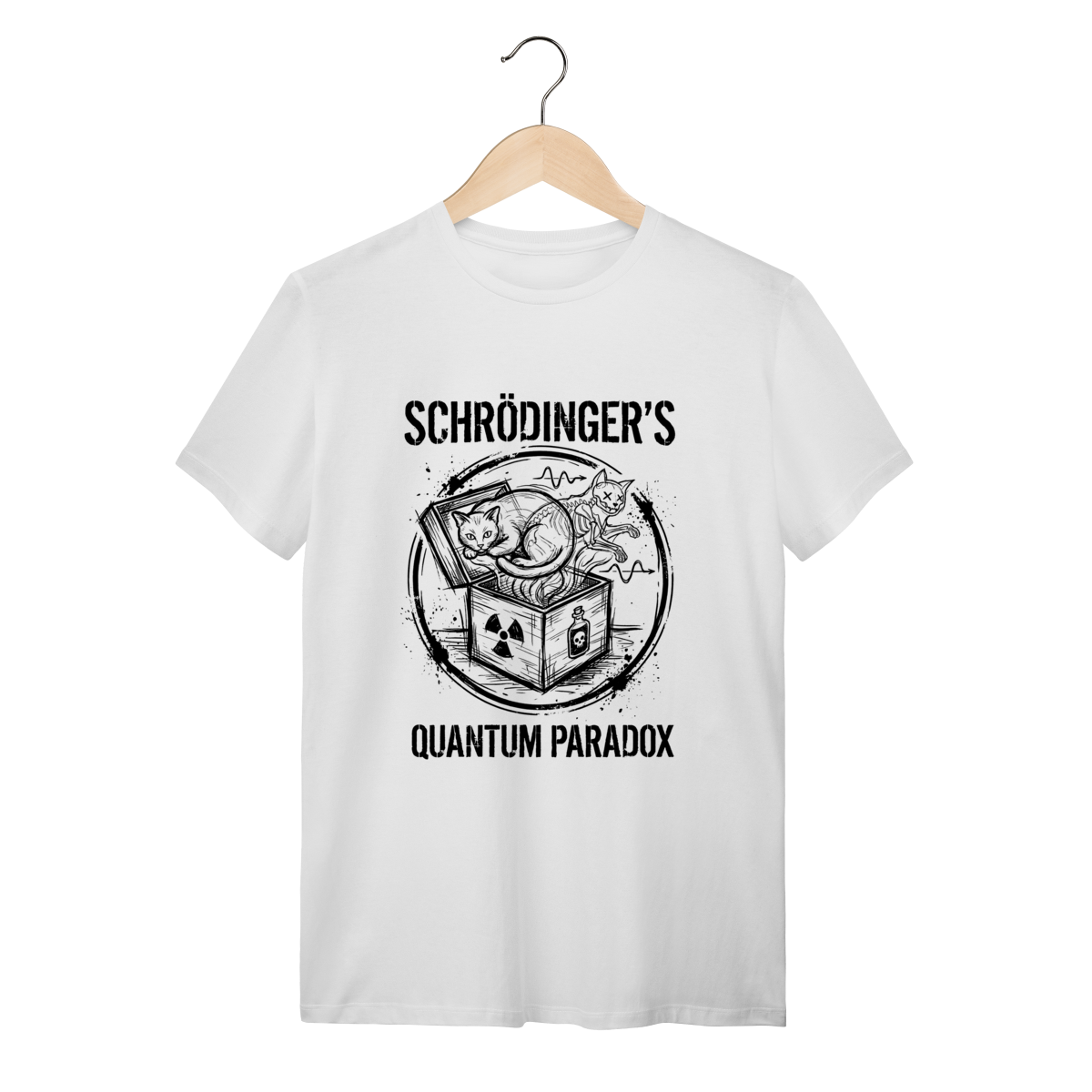 Camiseta Gato de Schrödinger: O Paradoxo Quântico | Silk & Luck 1 Camiseta Gato de Schrödinger: O Paradoxo Quântico | Silk & Luck