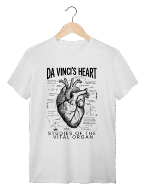 Camiseta Coração Anatômico Da Vinci: A Mecânica da Vida | Silk & Luck