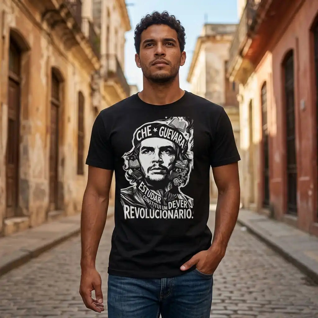 Camiseta Che Guevara: Estudar Constitui Um Dever Revolucionário | Silk & Luck 4 Camiseta Che Guevara: Estudar Constitui Um Dever Revolucionário | Silk & Luck - Imagem 4