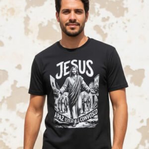 Camiseta Jesus Paz Esteja Convosco – Design Histórico – Silk & Luck | Silk & Luck