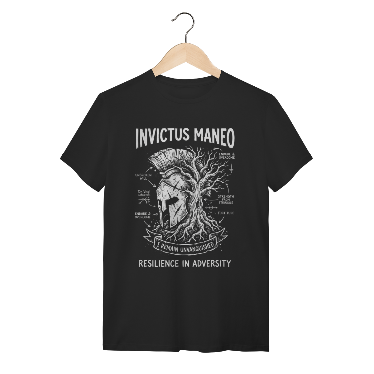 Camiseta Invictus Maneo Frase Resiliência | Silk & Luck 1 Camiseta Invictus Maneo Frase Resiliência | Silk & Luck
