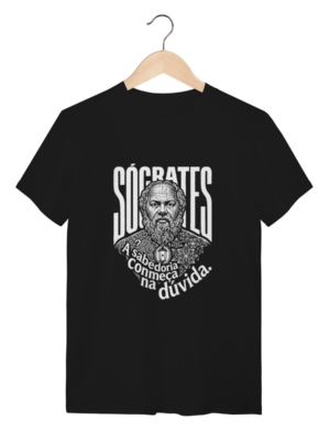 Camiseta Sócrates Linocut Sabedoria Na Dúvida | Silk & Luck