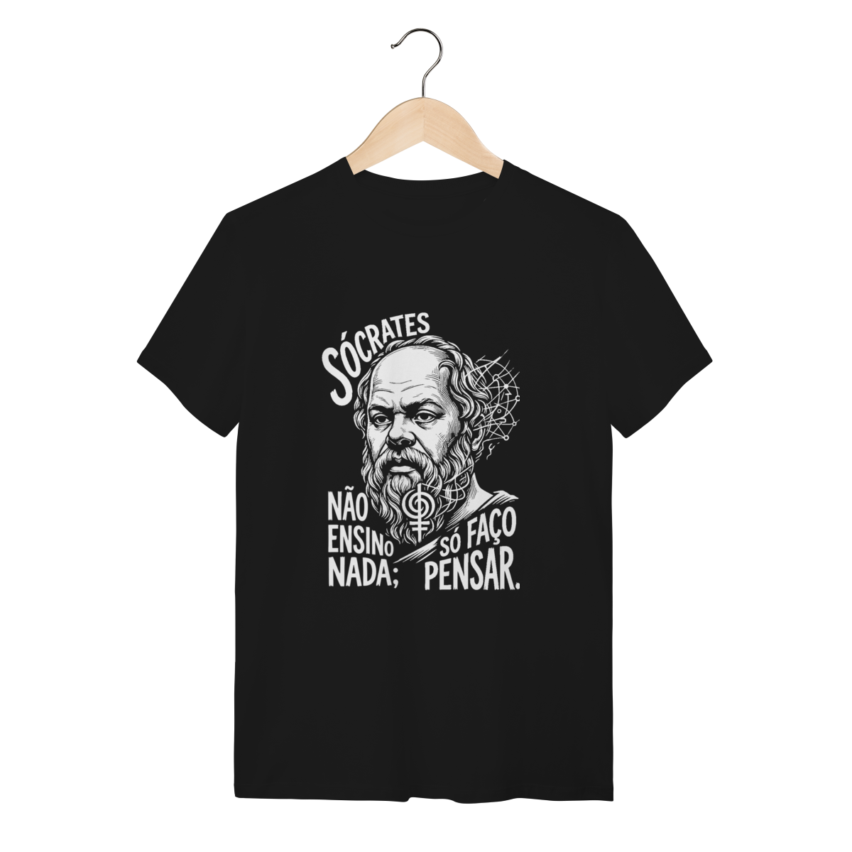 Camiseta Sócrates Linocut Não Ensino Nada Pensar | Silk & Luck 1 Camiseta Sócrates Linocut Não Ensino Nada Pensar | Silk & Luck