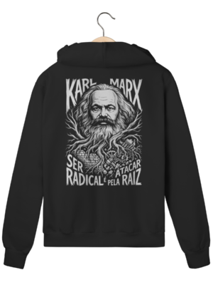Moletom com Ziper Ser Radical Karl Marx Atacar Pela Raiz | Silk & Luck