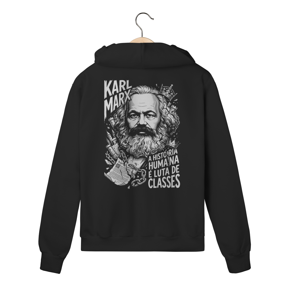 Moletom com Ziper Karl Marx Historia Luta De Classes | Silk & Luck 1 Moletom com Ziper Karl Marx Historia Luta De Classes | Silk & Luck