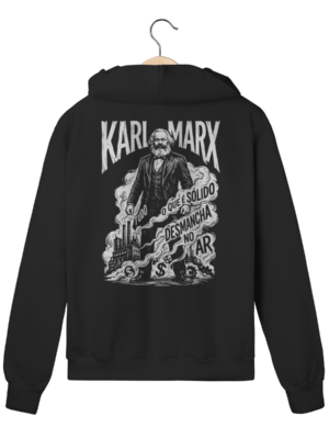 Moletom com Ziper Karl Marx Solido Desmancha No Ar Social | Silk & Luck