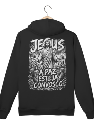 Moletom Canguru Jesus A Paz Esteja Convosco – Visão Filosófica – Silk & Luck | Silk & Luck