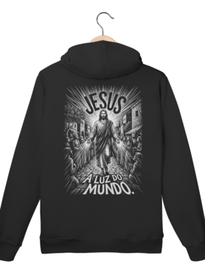 Moletom Canguru Jesus A Luz do Mundo – Filosofia Teocêntrica – Silk & Luck | Silk & Luck