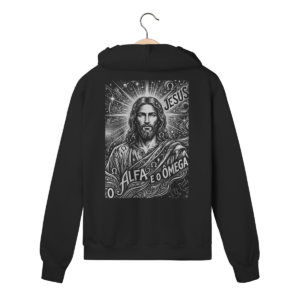 Moletom com Zíper Jesus Alfa e Ômega – Visão Filosófica – Silk & Luck | Silk & Luck