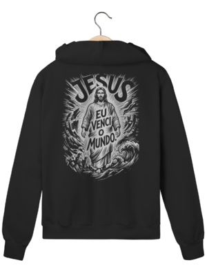 Moletom com Zíper Jesus Venci o Mundo – Visão Filosófica – Silk & Luck | Silk & Luck