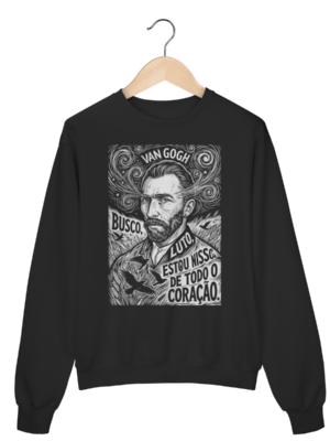 Moletom Van Gogh Busco Luto Estampa Woodcut | Silk & Luck