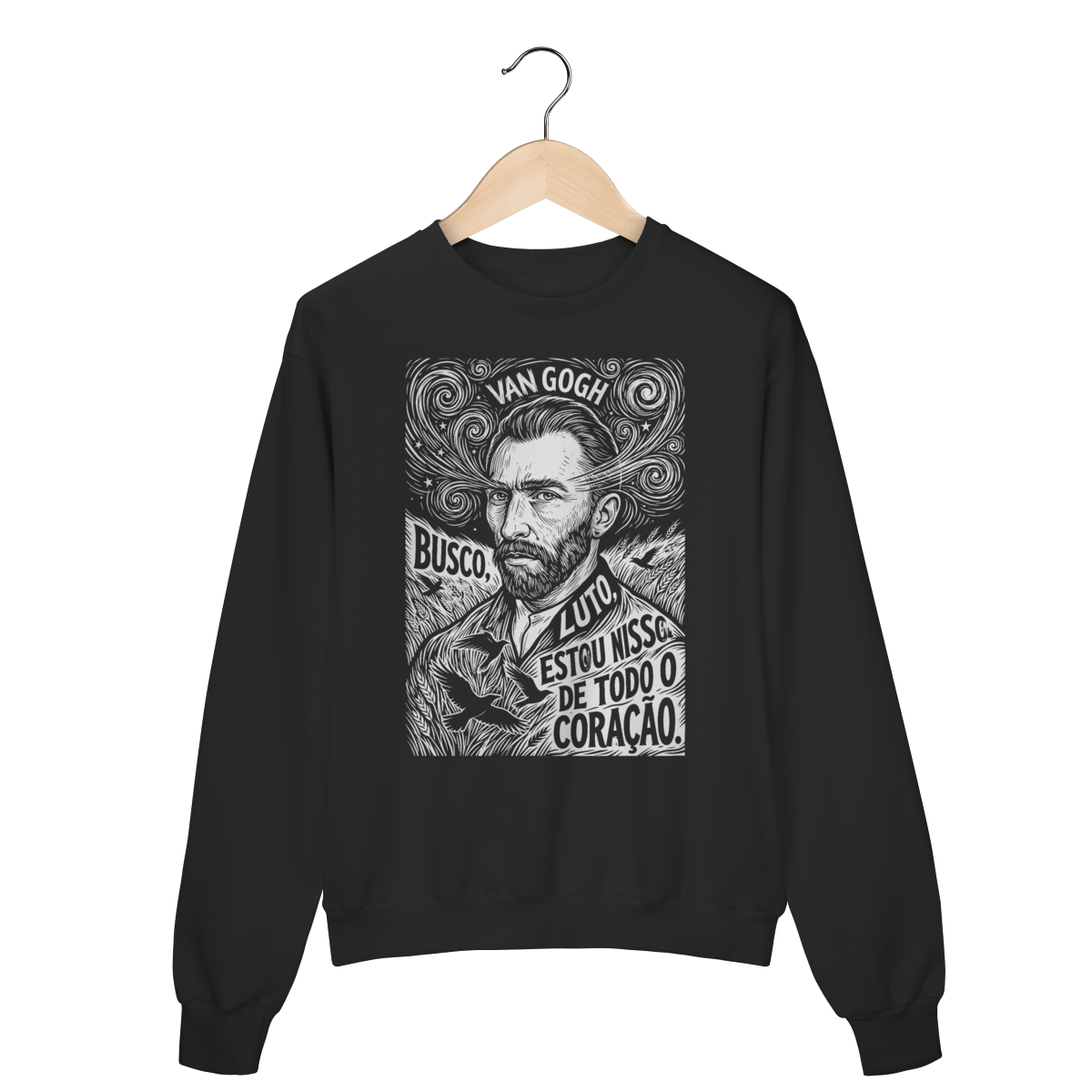 Moletom Van Gogh Busco Luto Estampa Woodcut | Silk & Luck 1 Moletom Van Gogh Busco Luto Estampa Woodcut | Silk & Luck