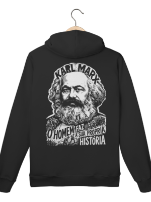 Moletom Canguru Karl Marx História Homem Própria Teoria | Silk & Luck