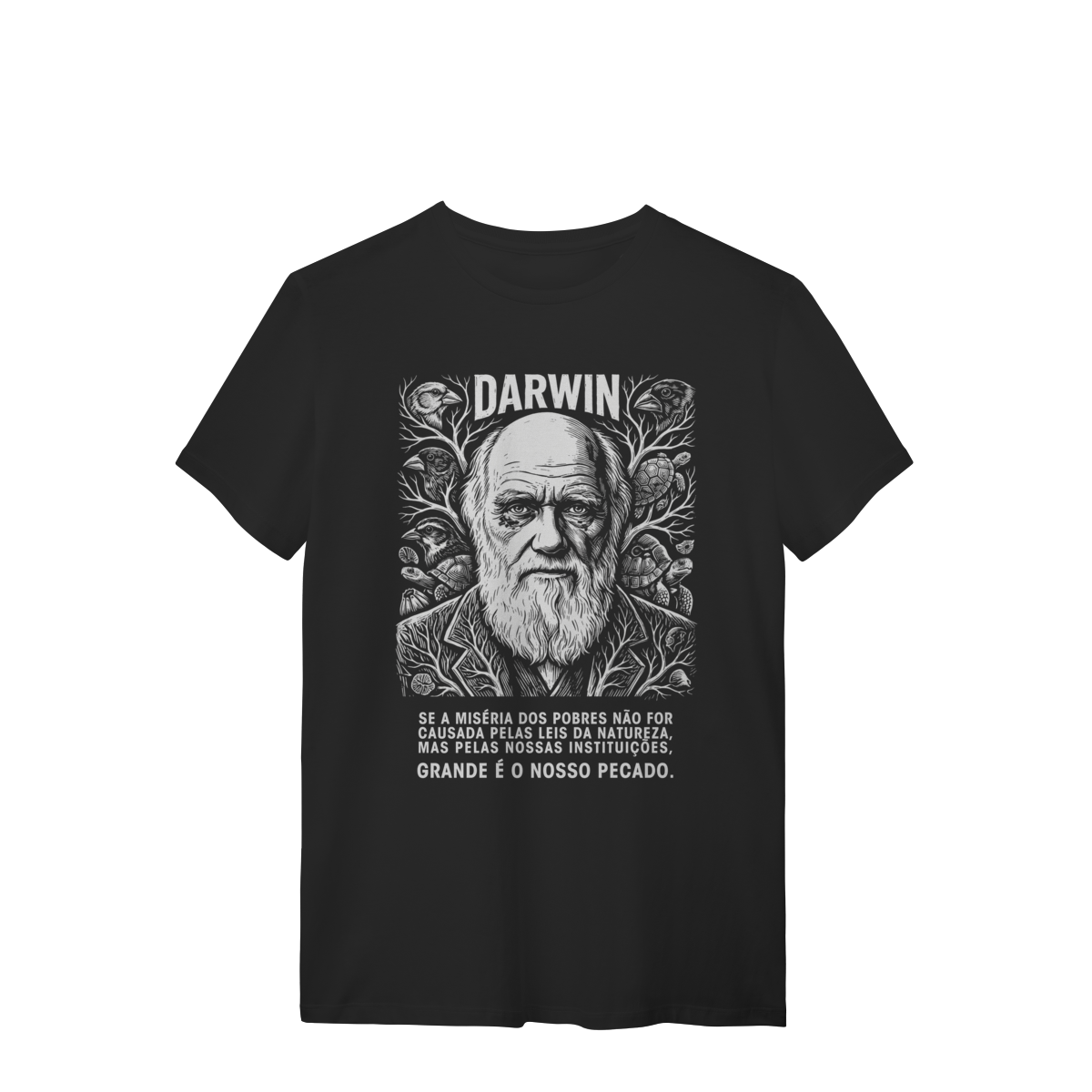 Camiseta Charles Darwin Aves Tartarugas Evolução Vida | Silk & Luck 1 Camiseta Charles Darwin Aves Tartarugas Evolução Vida | Silk & Luck